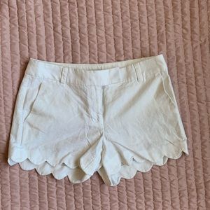 White scalloped shorts